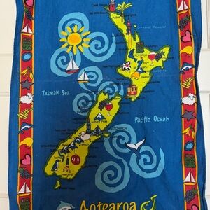 Colorful New Zealand  Map Tea Towel